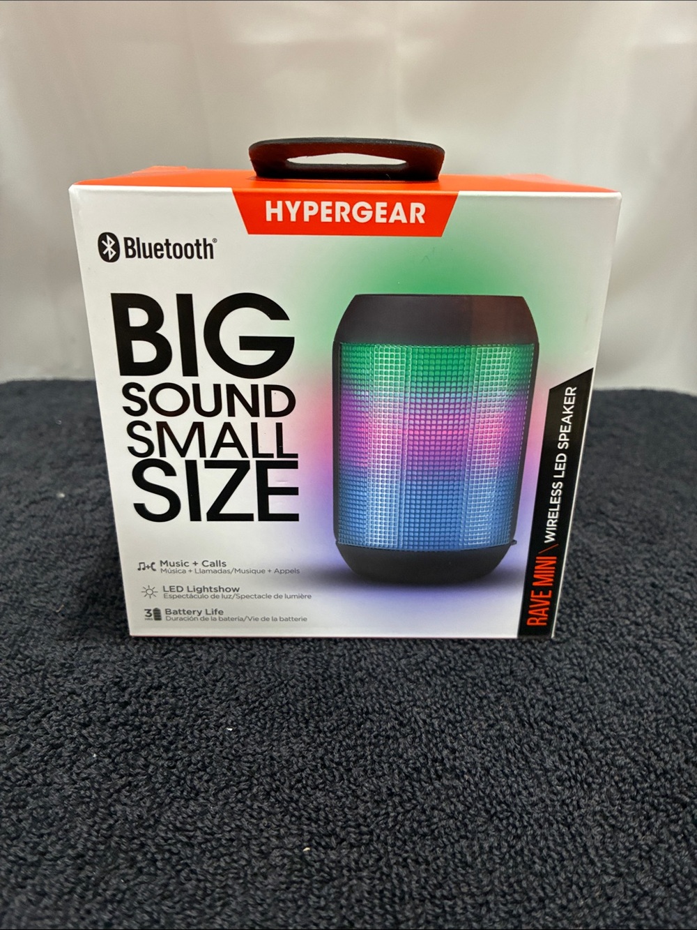 Hypergear Rave Mini Bluetooth LED Speaker - Black with Multicolor LEDs NWT